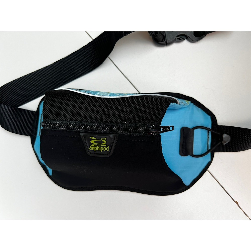 Amphipod Waist Bag / Water Bottle Carrier Blue and Black Small Zip Pocket